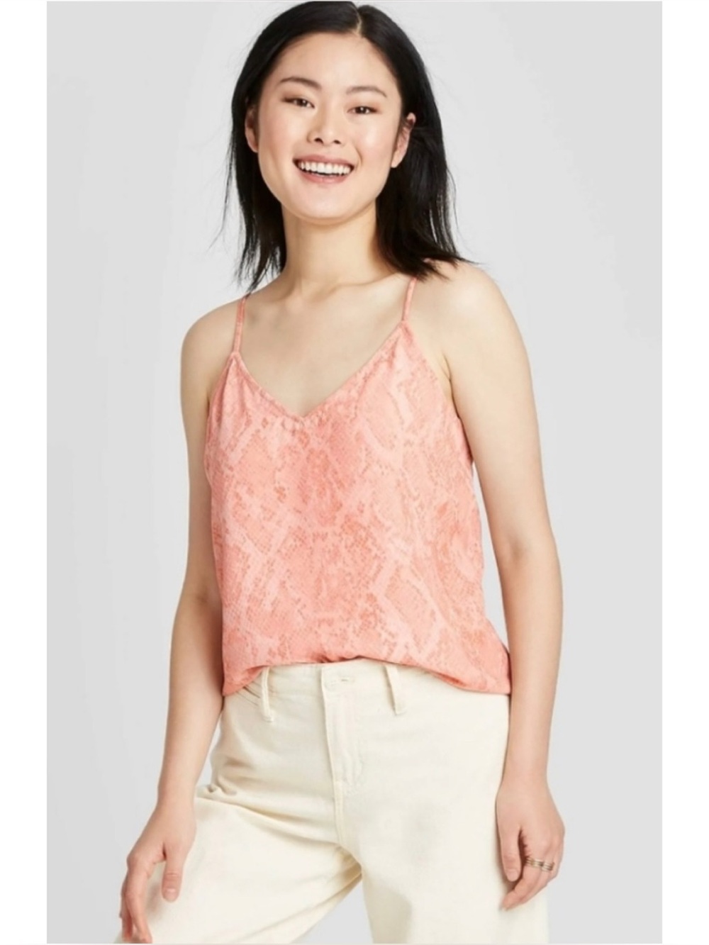 A New Day Snake Print V-Neck Cami Tank Top